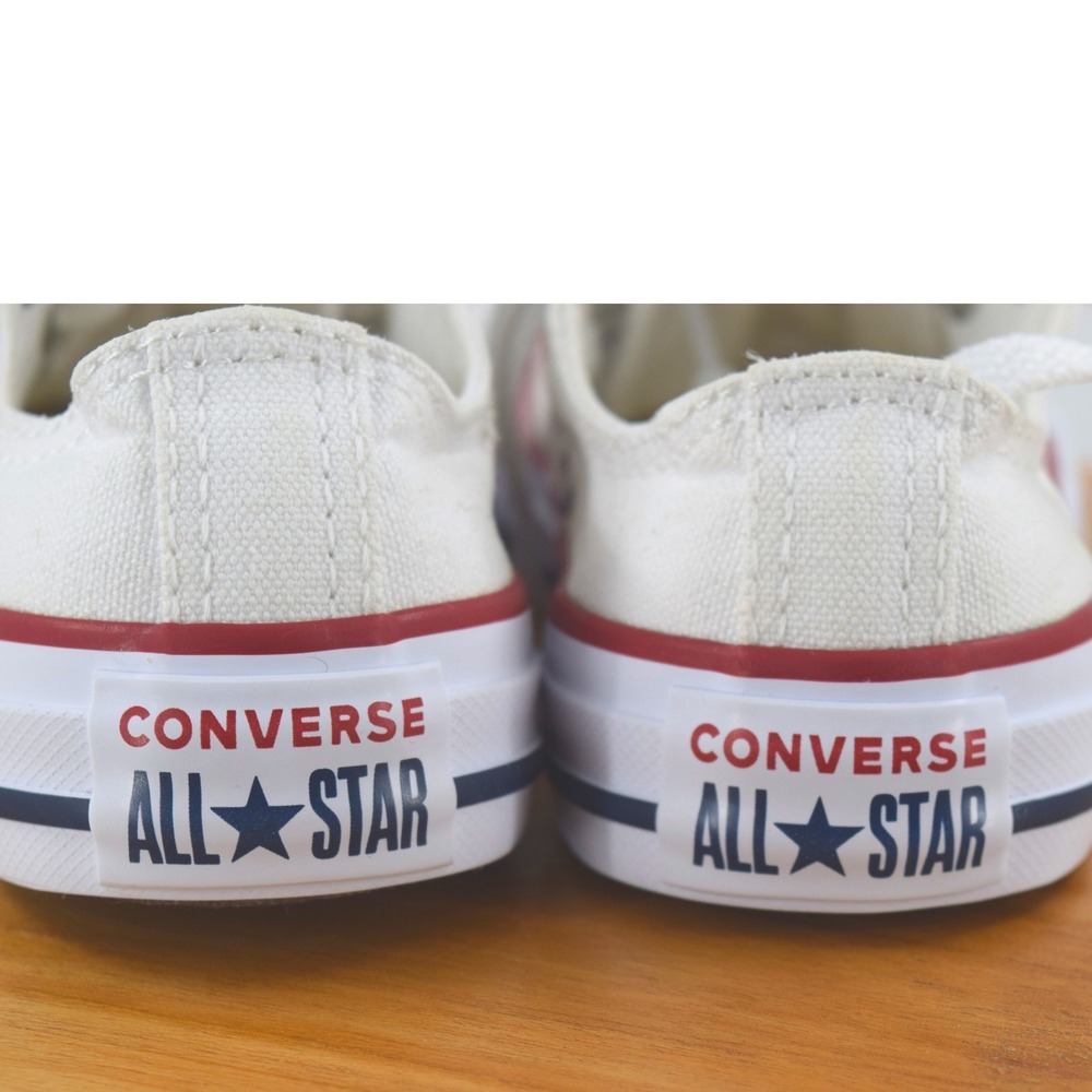 Converse All Star White Red Trim Youth‎ Sneakers Size 11 Canvas Shoes - Picture 5 of 9